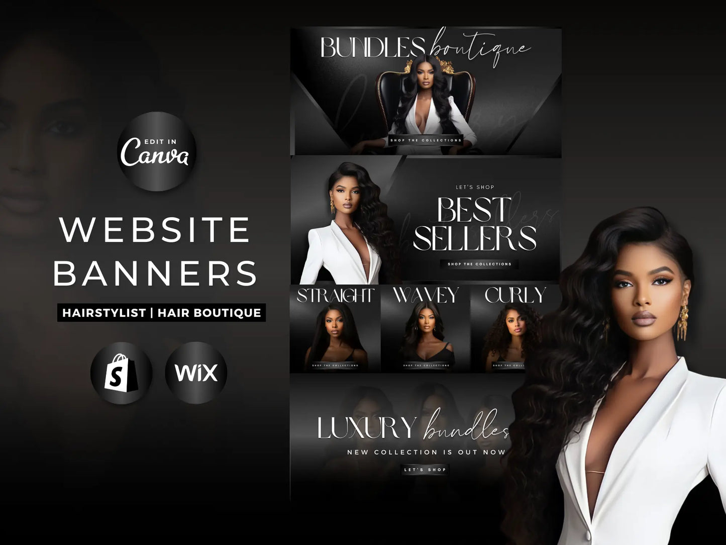 Classy Black Hair Website Banners Template