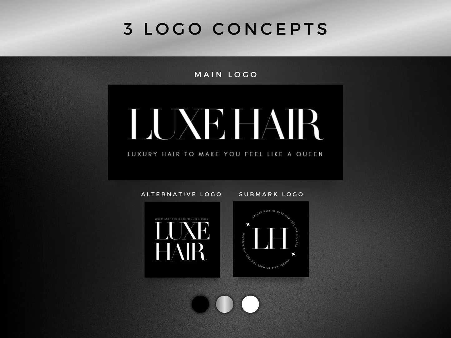 Black & Silver Luxury Hair Branding Kit - Shaima Studio