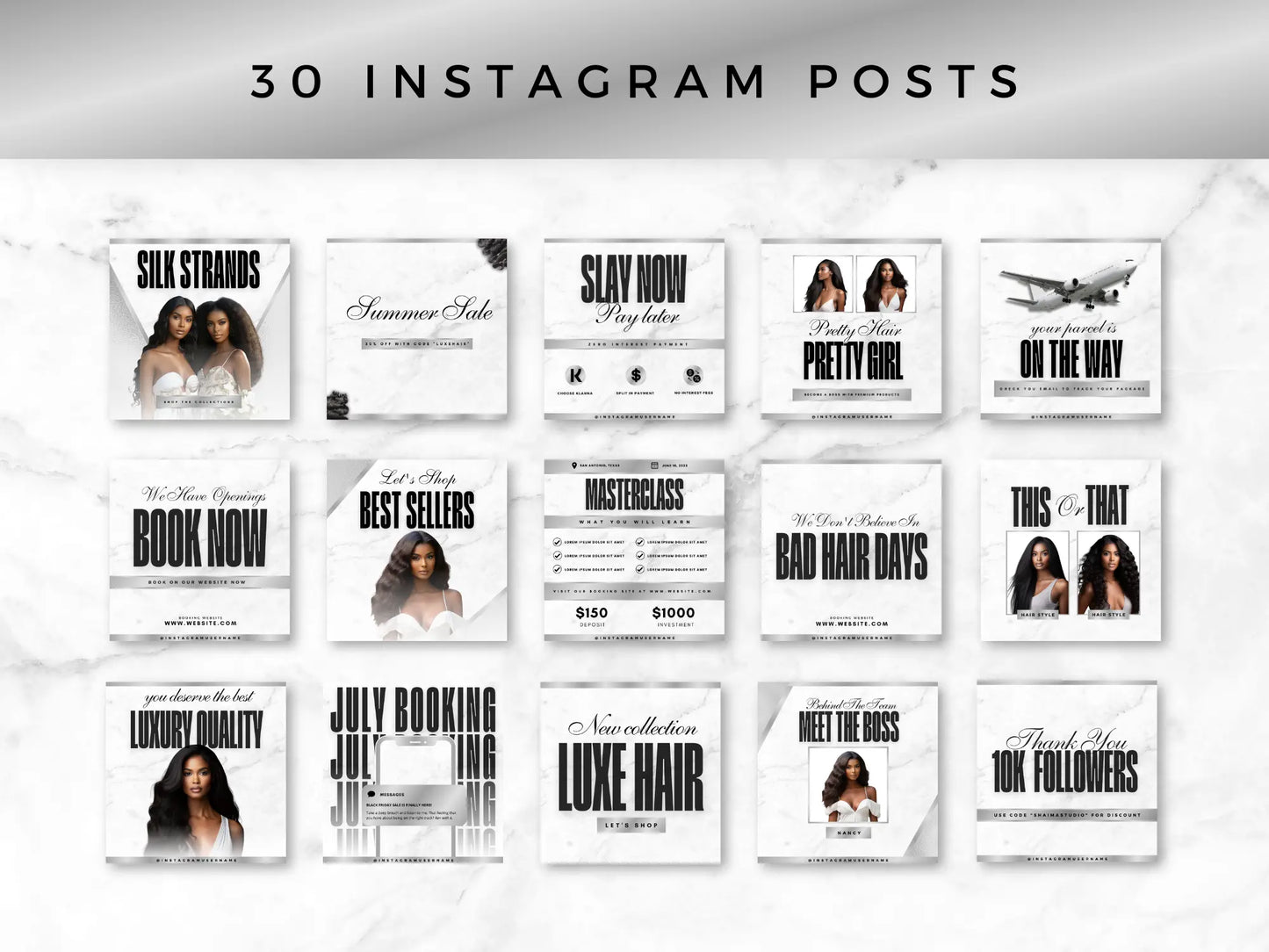 Silver & White Hair Instagram Kit - Shaima Studio