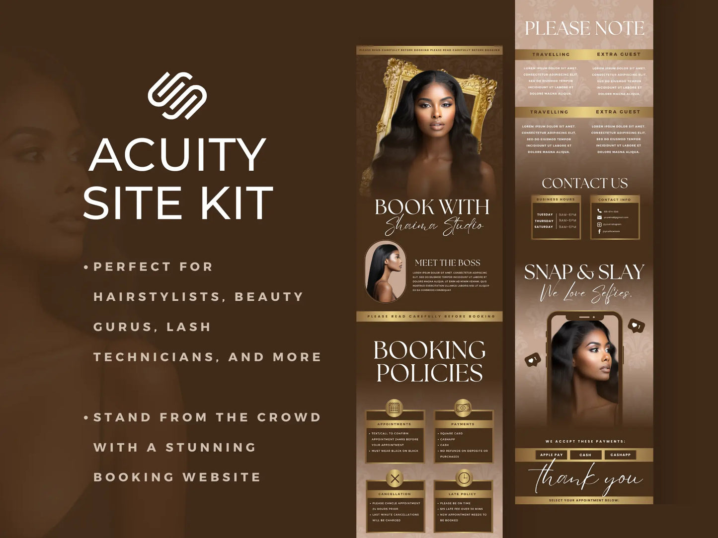 Brown & Gold Acuity Scheduling Site - Shaima Studio