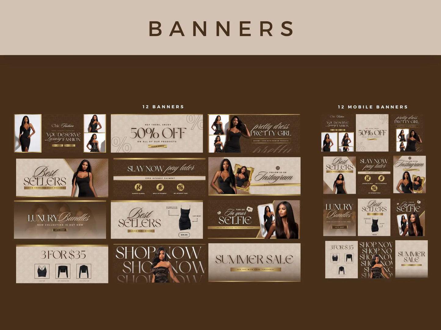 Brown Gold Fashion Website Banners Design