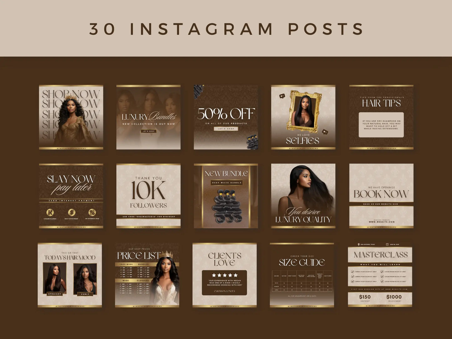 Brown & Gold Hair Instagram Kit - Shaima Studio