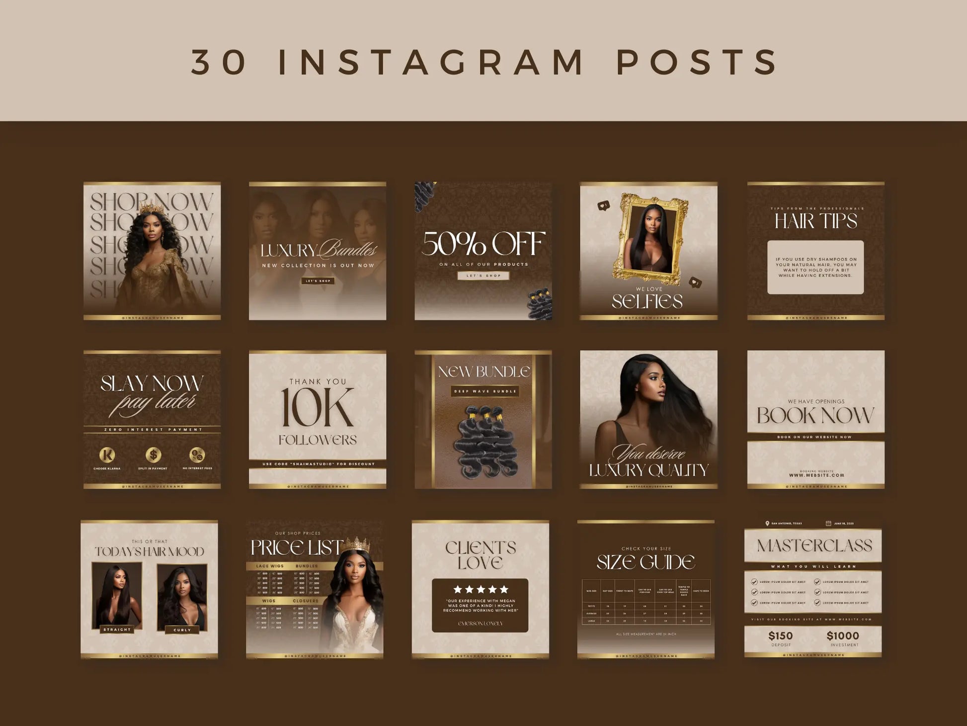 Brown & Gold Hair Instagram Kit - Shaima Studio