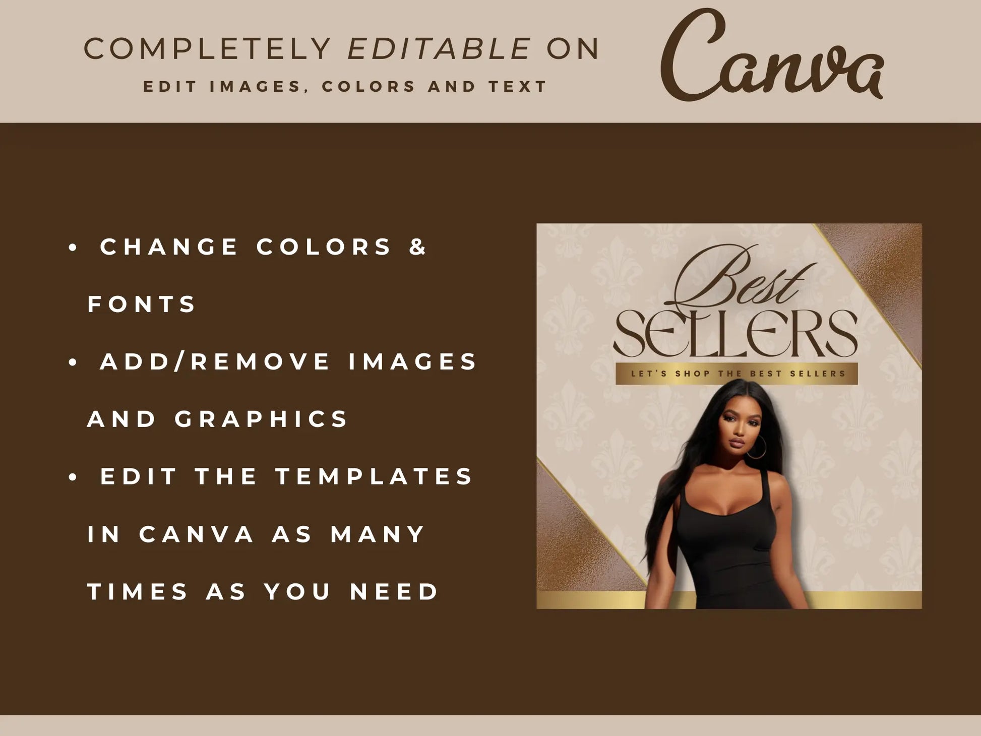 30 Brown & Gold Fashion Instagram Kit editable on canva