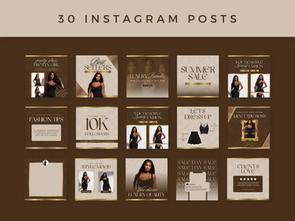 30 Brown & Gold Fashion Instagram Kit 30 instagram posts