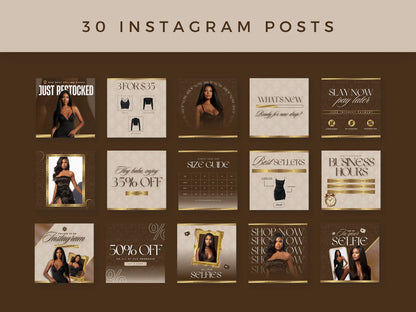 30 Brown & Gold Fashion Instagram Kit 30 instagram posts