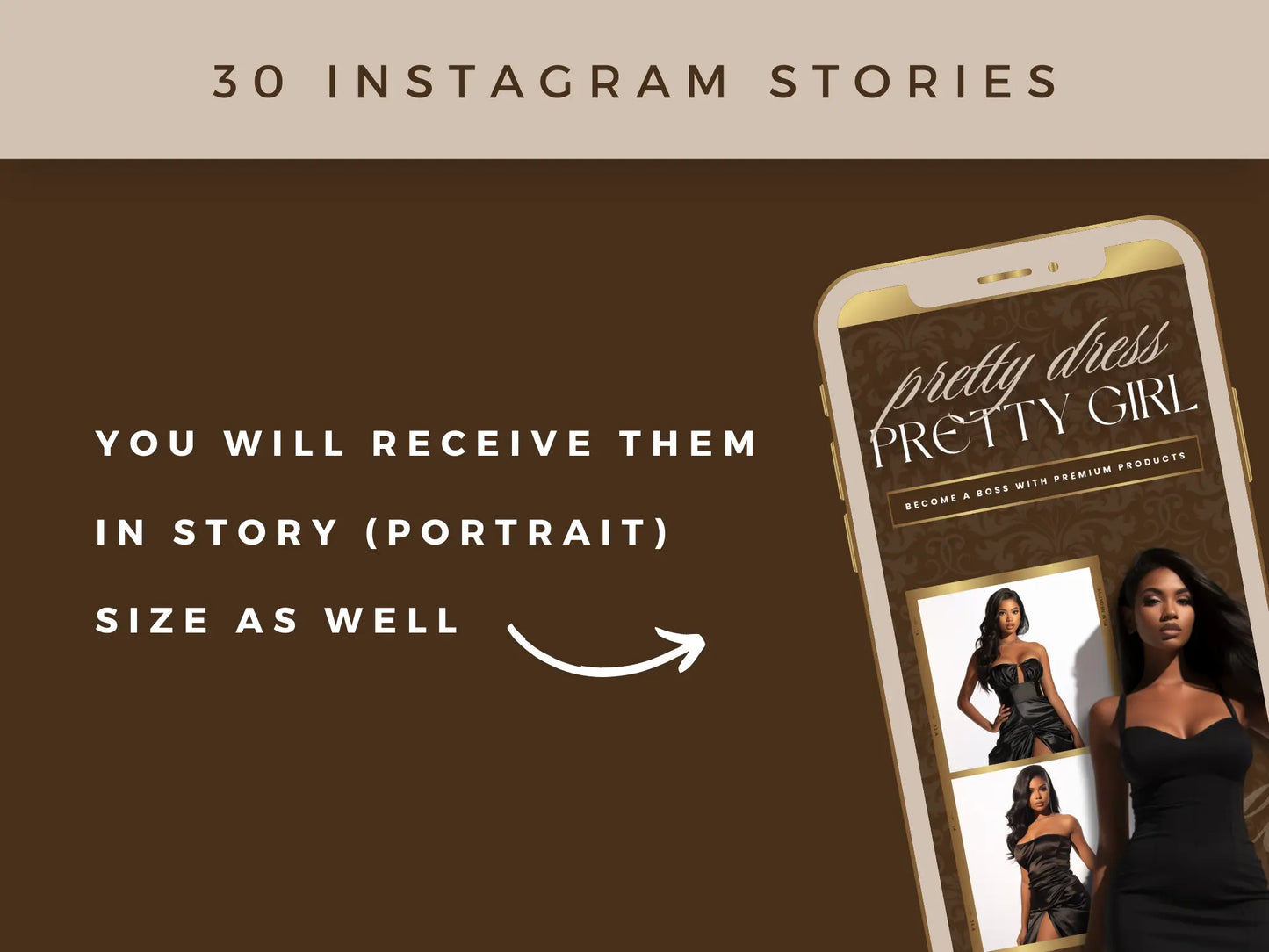 30 Brown & Gold Fashion Instagram Kit 30 instagram stories