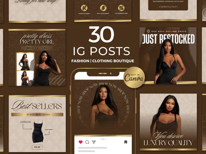 30 Brown & Gold Fashion Instagram Kit