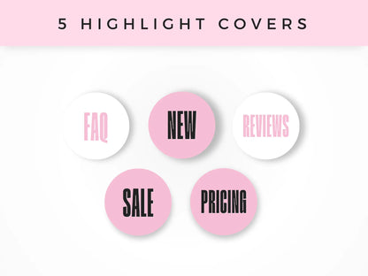 30 Pink & Black Fashion Instagram Kit highlight covers