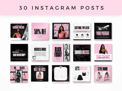 30 Pink & Black Fashion Instagram Kit instagram posts