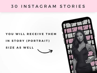 30 Pink & Black Fashion Instagram Kit stories