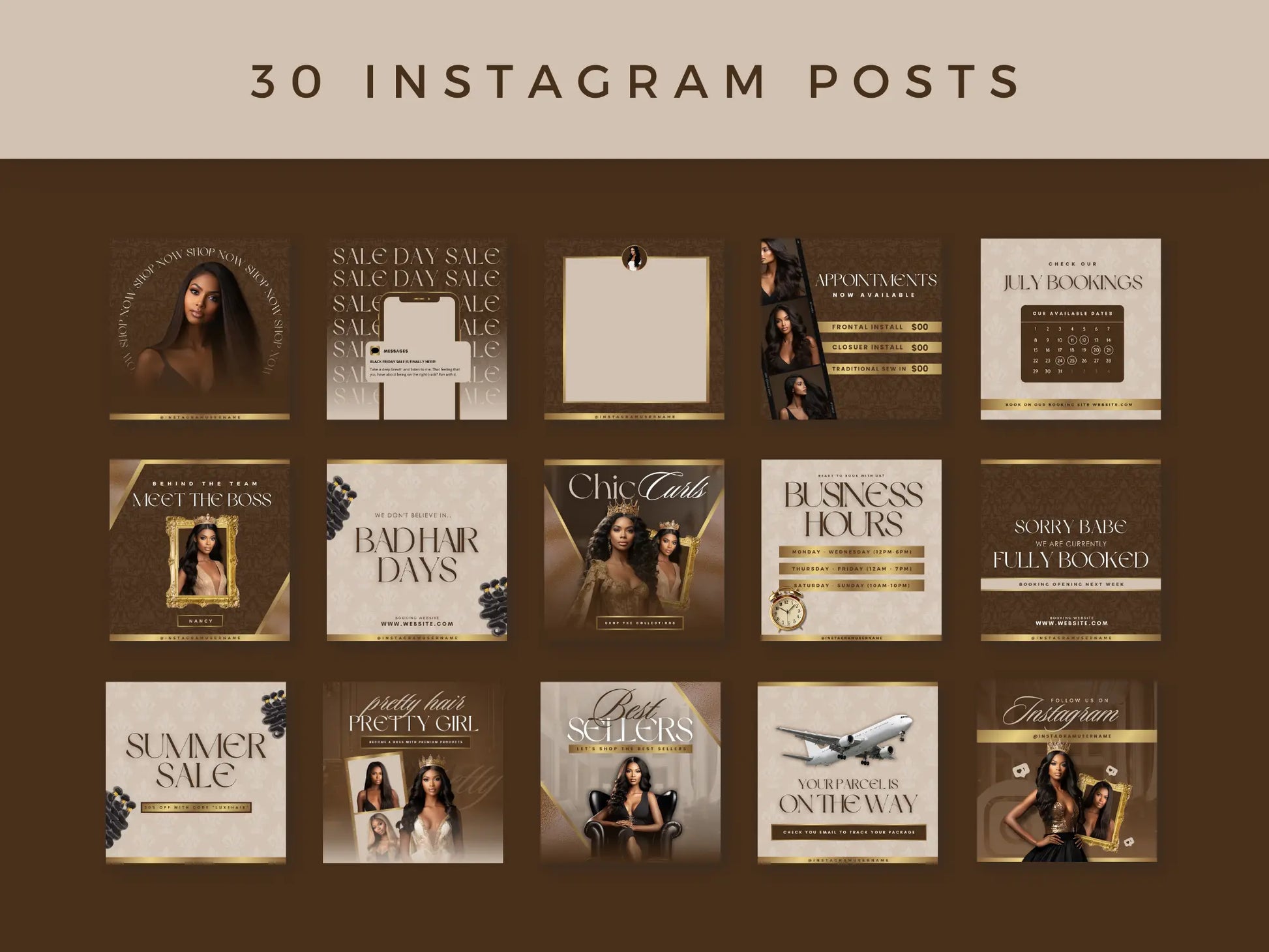 Brown & Gold Hair Instagram Kit - Shaima Studio