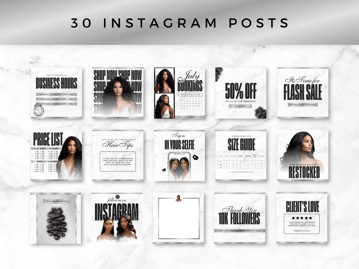 Silver & White Hair Instagram Kit - Shaima Studio