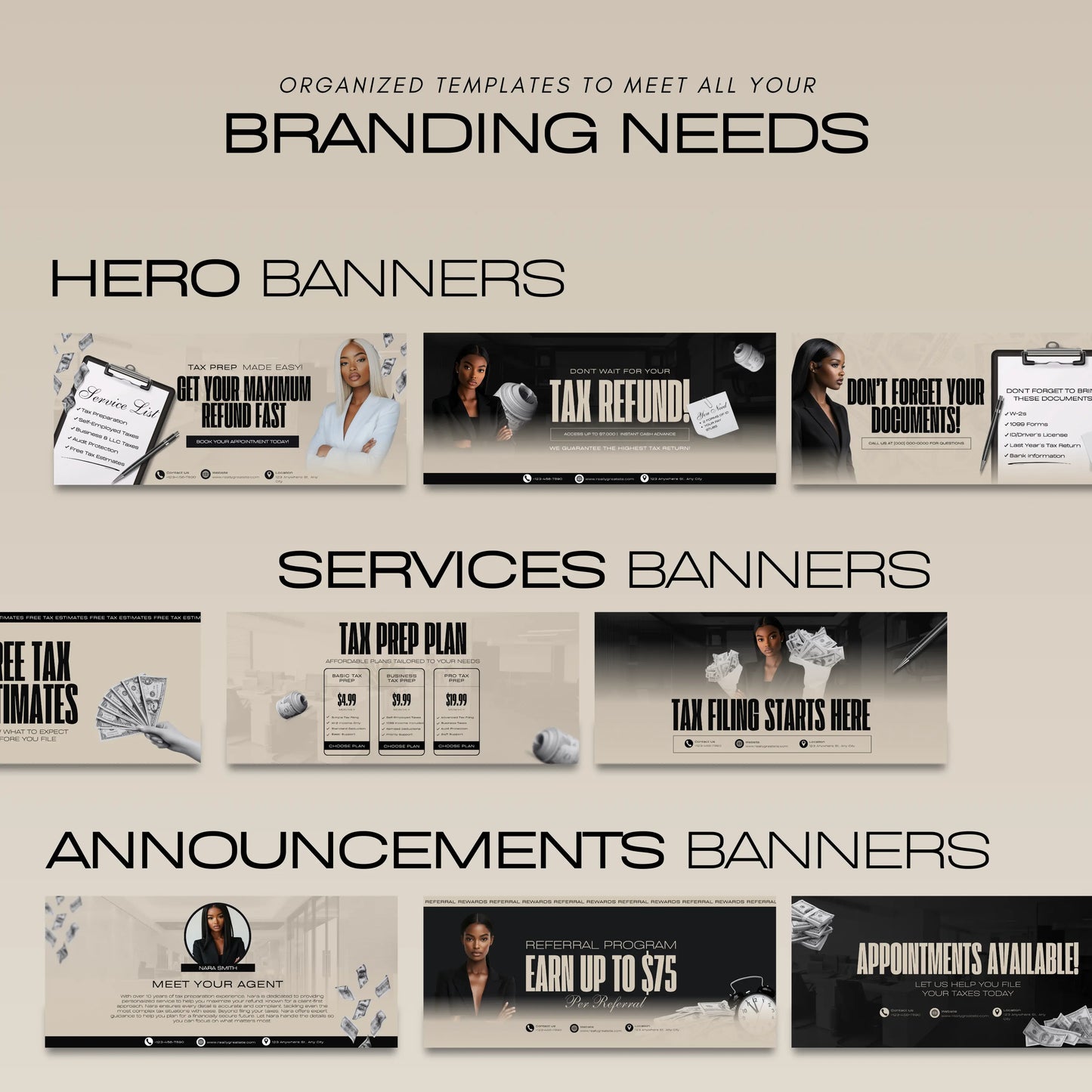 60 Tax Prep Banners | Accountant Templates | Corporate Business Website Banners | Credit Repair | Tax Consultation Banner | Shopify | Wix