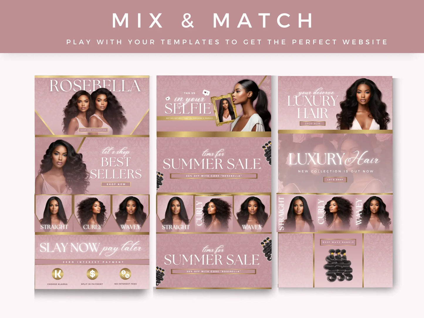 Editable Rose Gold Hair Website Banners