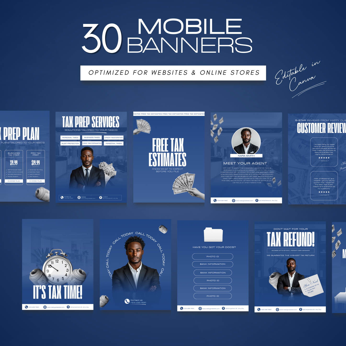 60 Tax Prep Banners | Accountant Templates | Corporate Business Website Banners | Credit Repair | Tax Consultation Banner | Shopify | Wix
