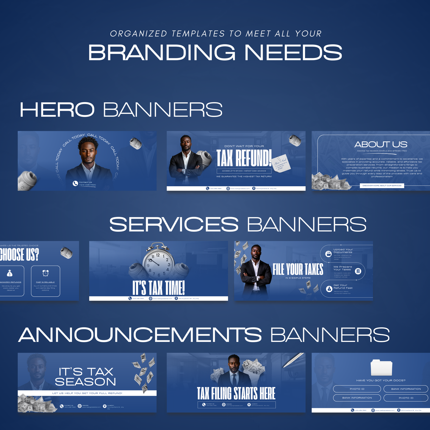 60 Tax Prep Banners | Accountant Templates | Corporate Business Website Banners | Credit Repair | Tax Consultation Banner | Shopify | Wix
