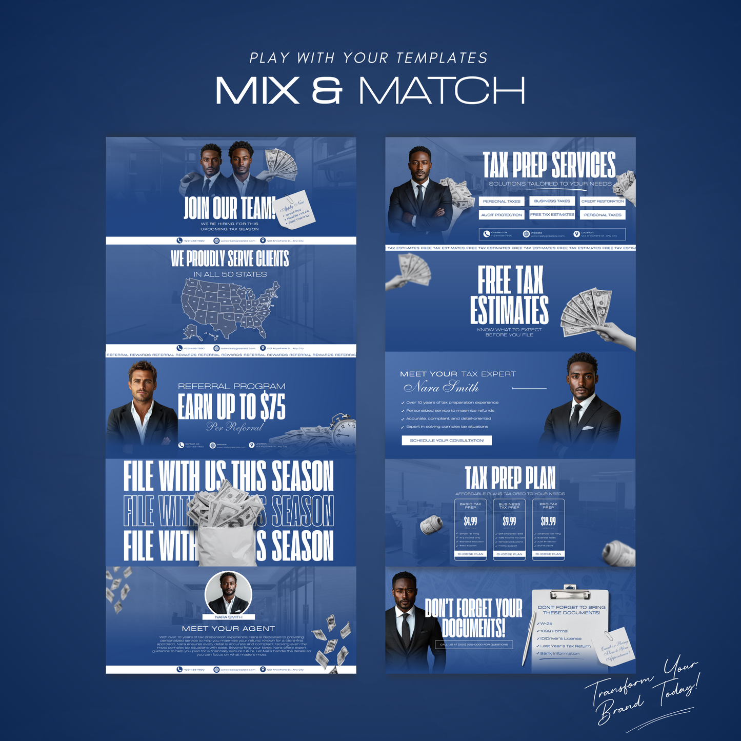 60 Tax Prep Banners | Accountant Templates | Corporate Business Website Banners | Credit Repair | Tax Consultation Banner | Shopify | Wix