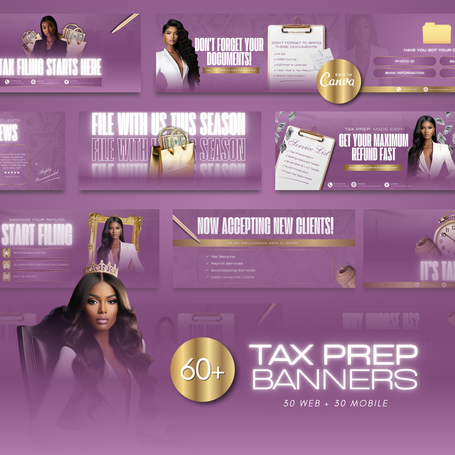 60 Tax Prep Banners | Accountant Templates | Corporate Business Website Banners | Credit Repair | Tax Consultation Banner | Shopify | Wix