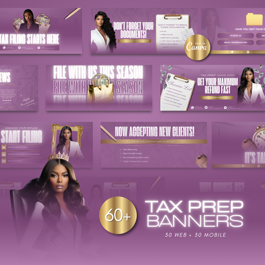 60 Tax Prep Banners | Accountant Templates | Corporate Business Website Banners | Credit Repair | Tax Consultation Banner | Shopify | Wix