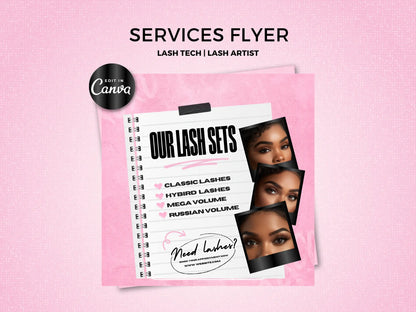 Pink Lash Tech Services Template Flyer - Shaima Studio