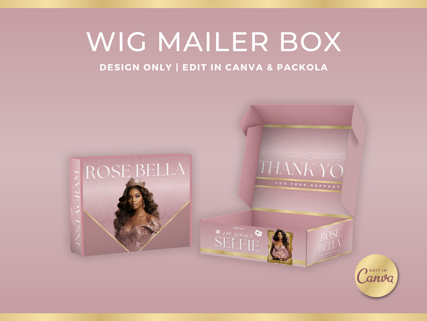 Rose Gold Wig Mailer Box