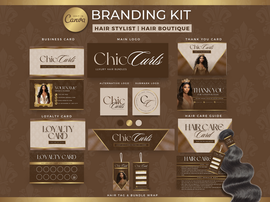 Brown & Gold Luxury Hair Branding Kit