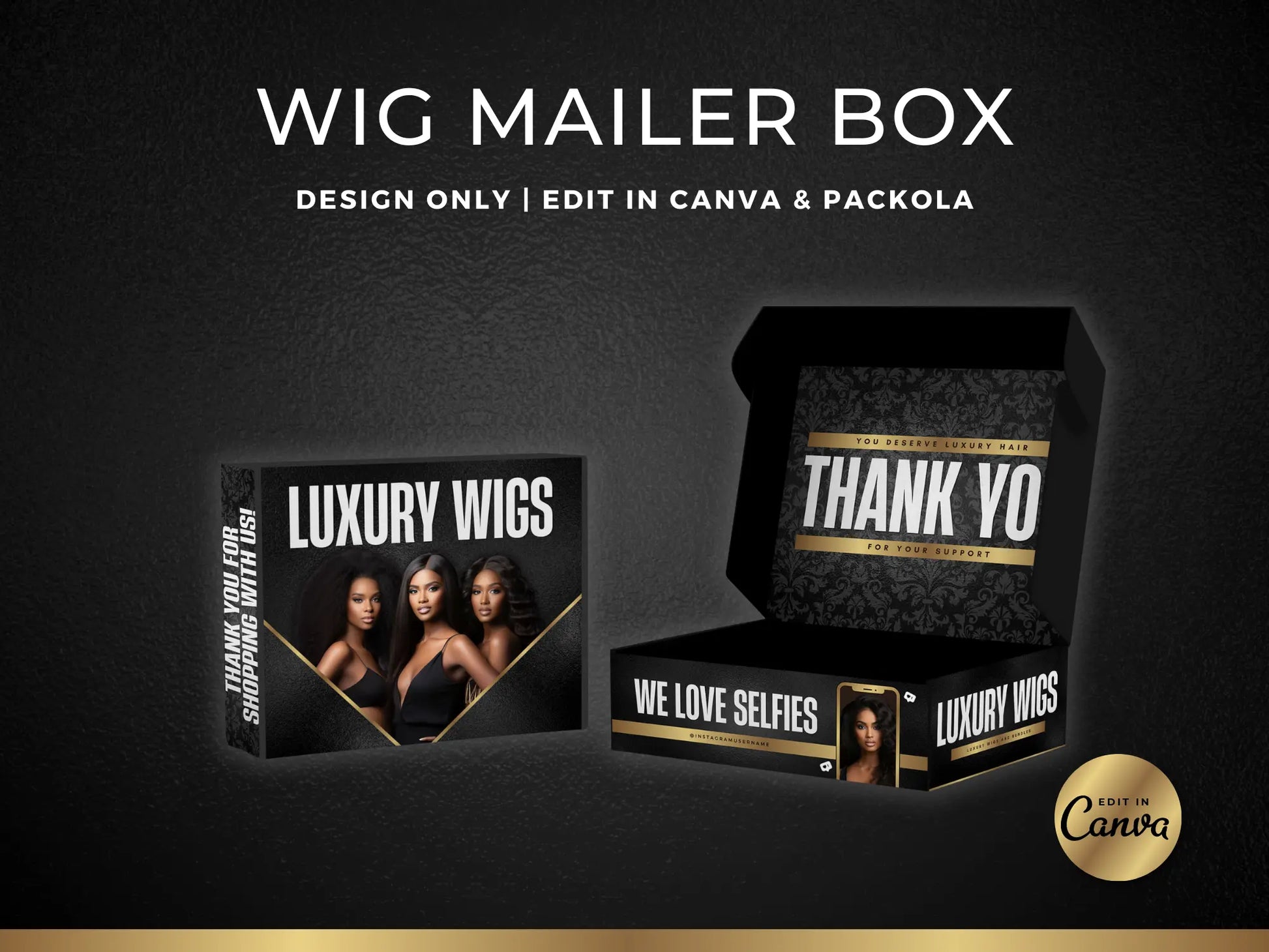 Gold Wig Mailer Box - Shaima Studio