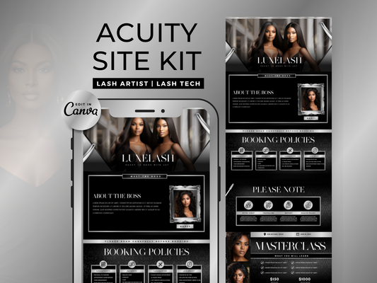Black & Silver Lash Tech Acuity Scheduling Site
