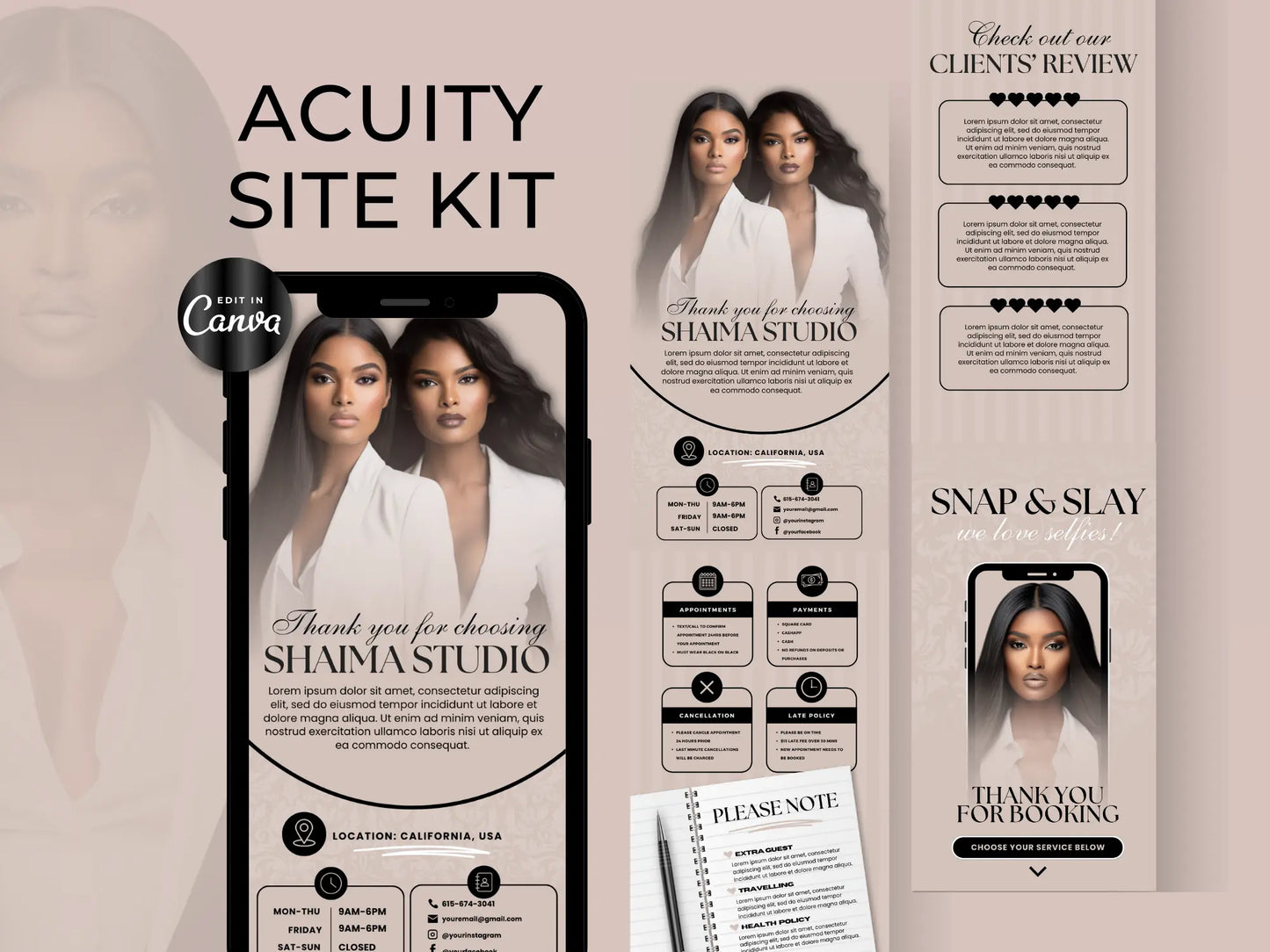 Beige Acuity Scheduling Site - Shaima Studio