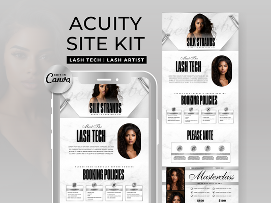 Silver & White Lash Tech Acuity Scheduling Site