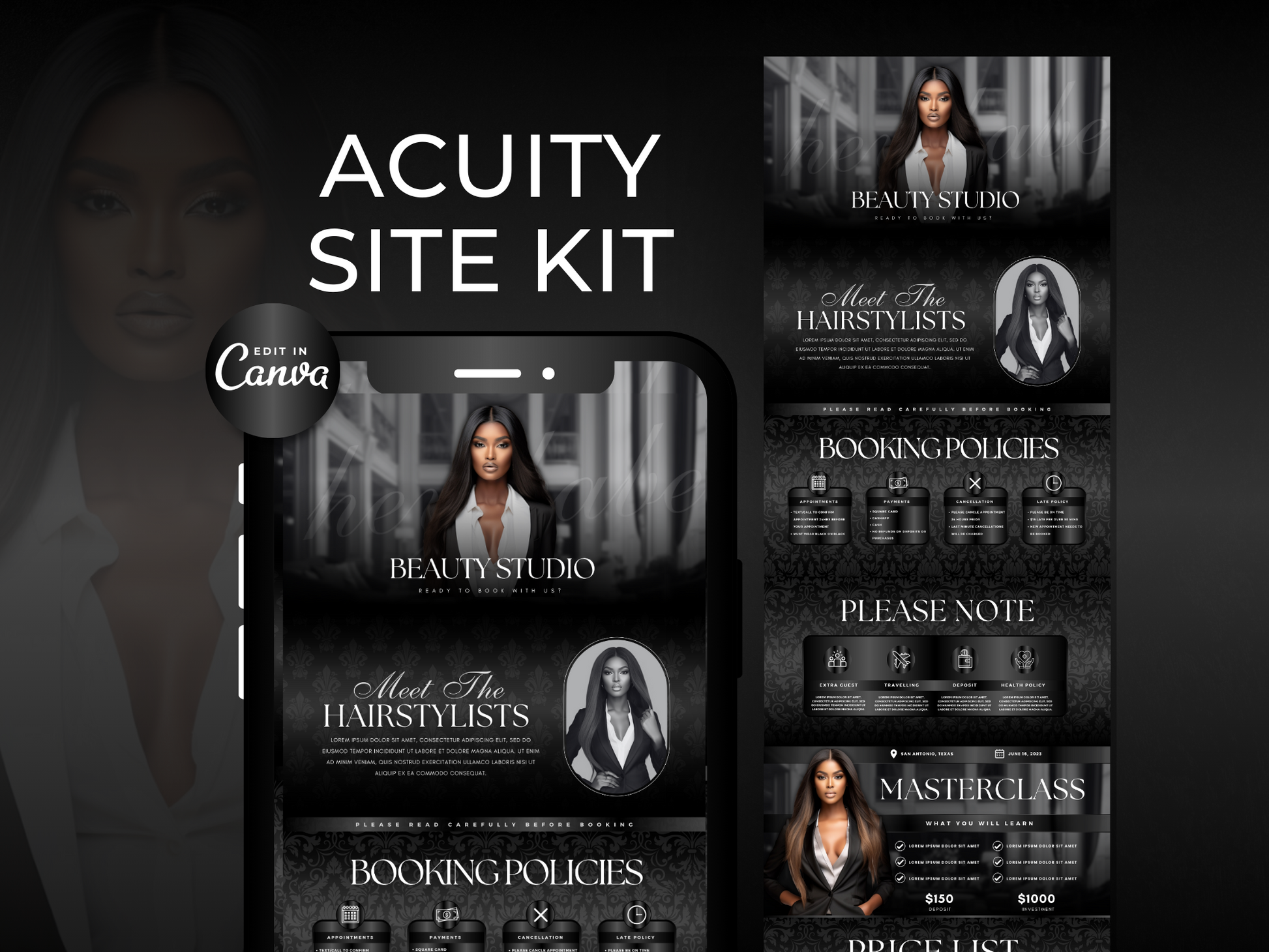 Black Luxury Acuity Scheduling Site - Shaima Studio