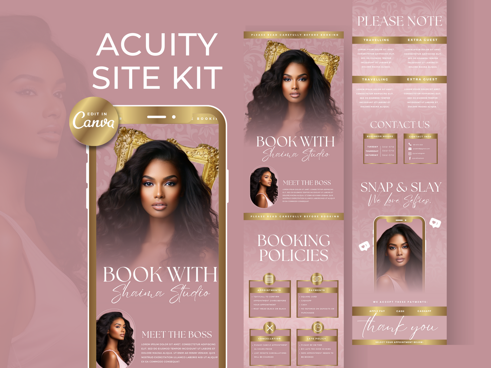 Rose Gold Acuity Scheduling Site - Shaima Studio