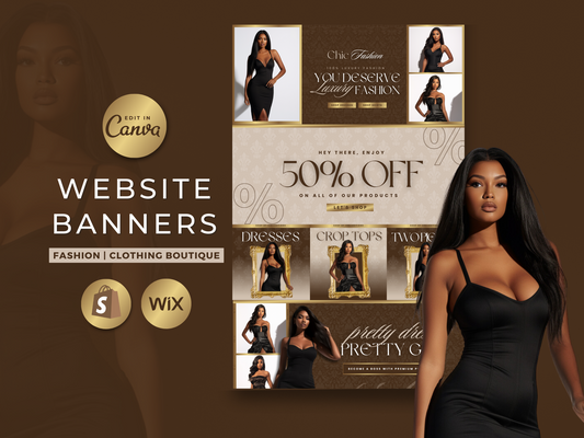 Brown Gold Fashion Web Banners