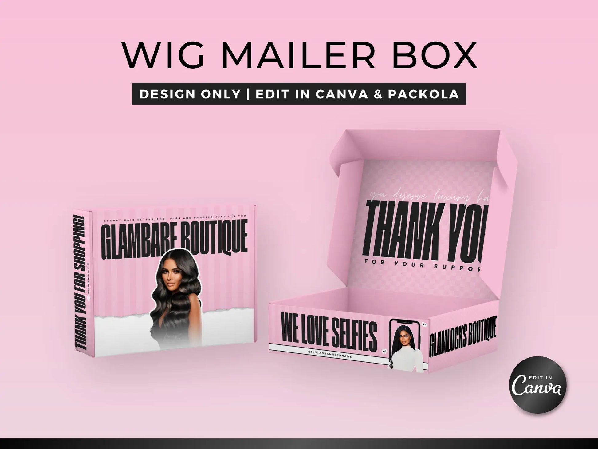 Pink Wig Mailer Box - Shaima Studio