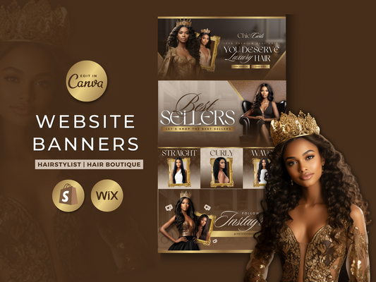 Brown & Gold Hair Web Banners