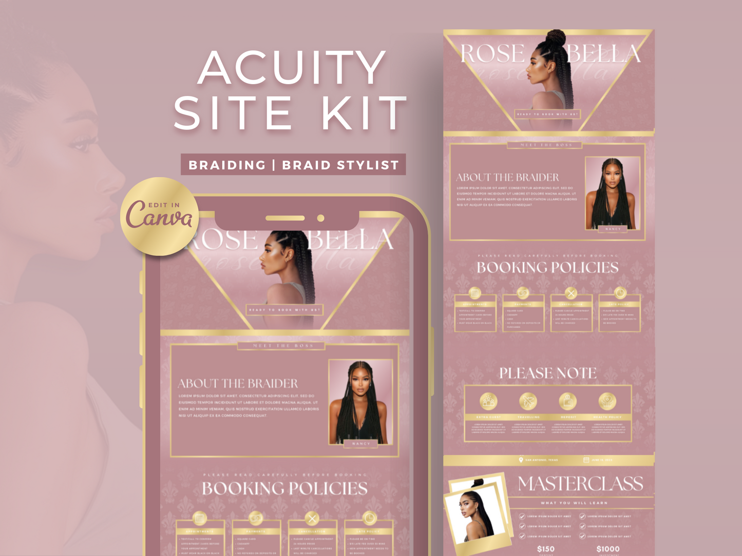 Rose Gold Braiding Acuity Scheduling Site