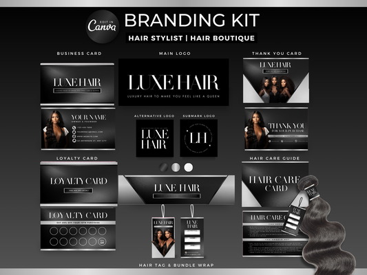 Black & Silver Luxury Hair Branding Kit