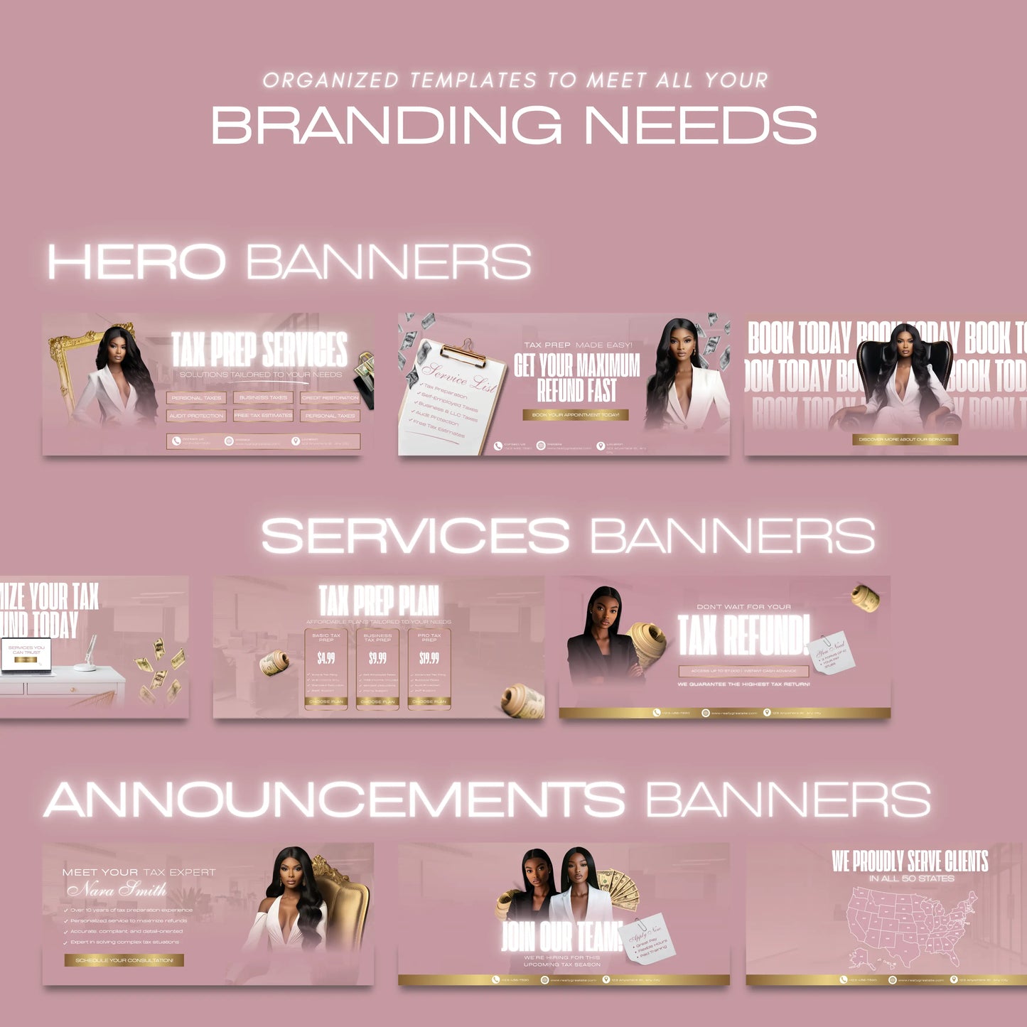 60 Tax Prep Banners | Accountant Templates | Corporate Business Website Banners | Credit Repair | Tax Consultation Banner | Shopify | Wix