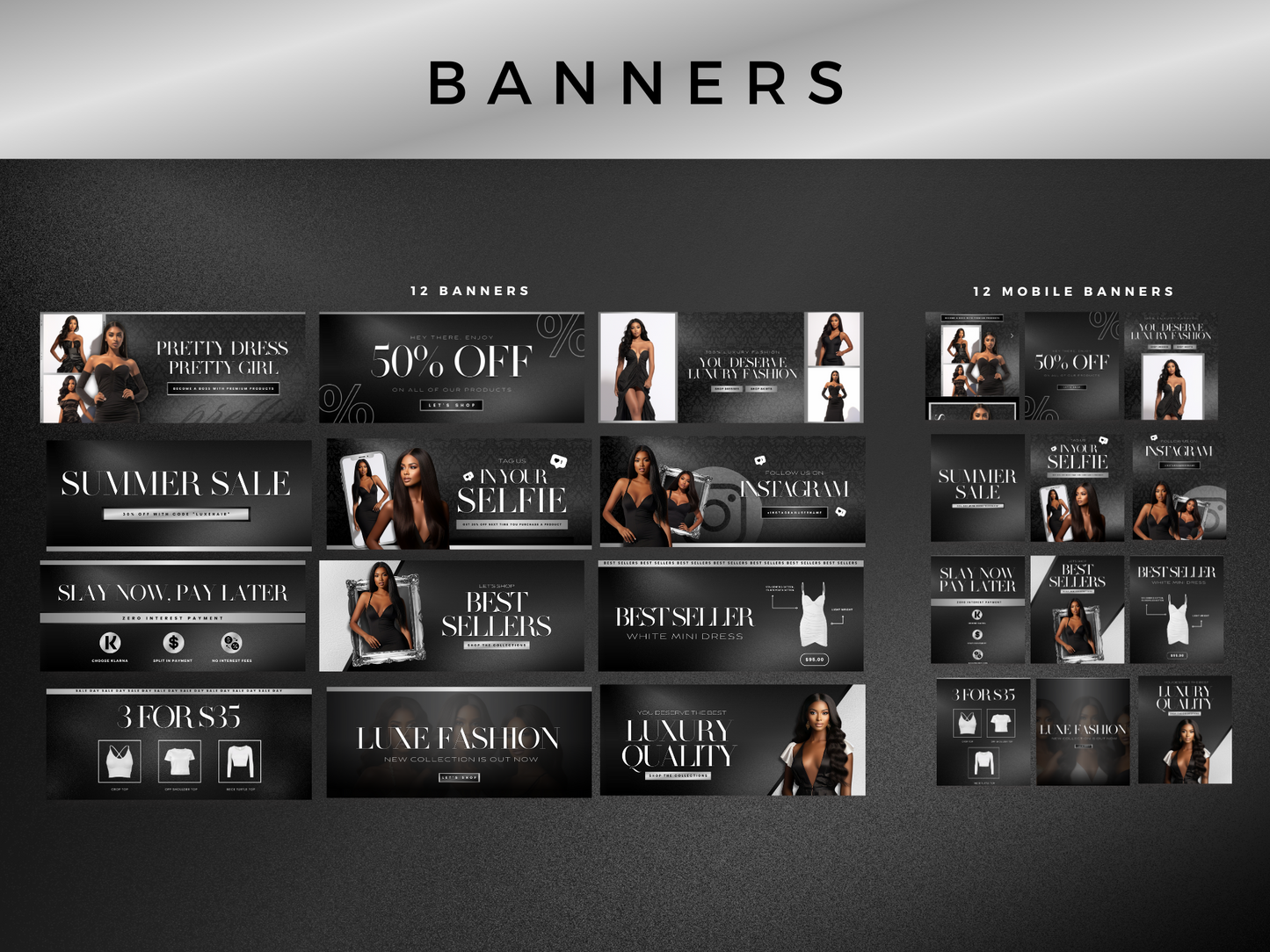 Black & Silver Fashion Web Banners
