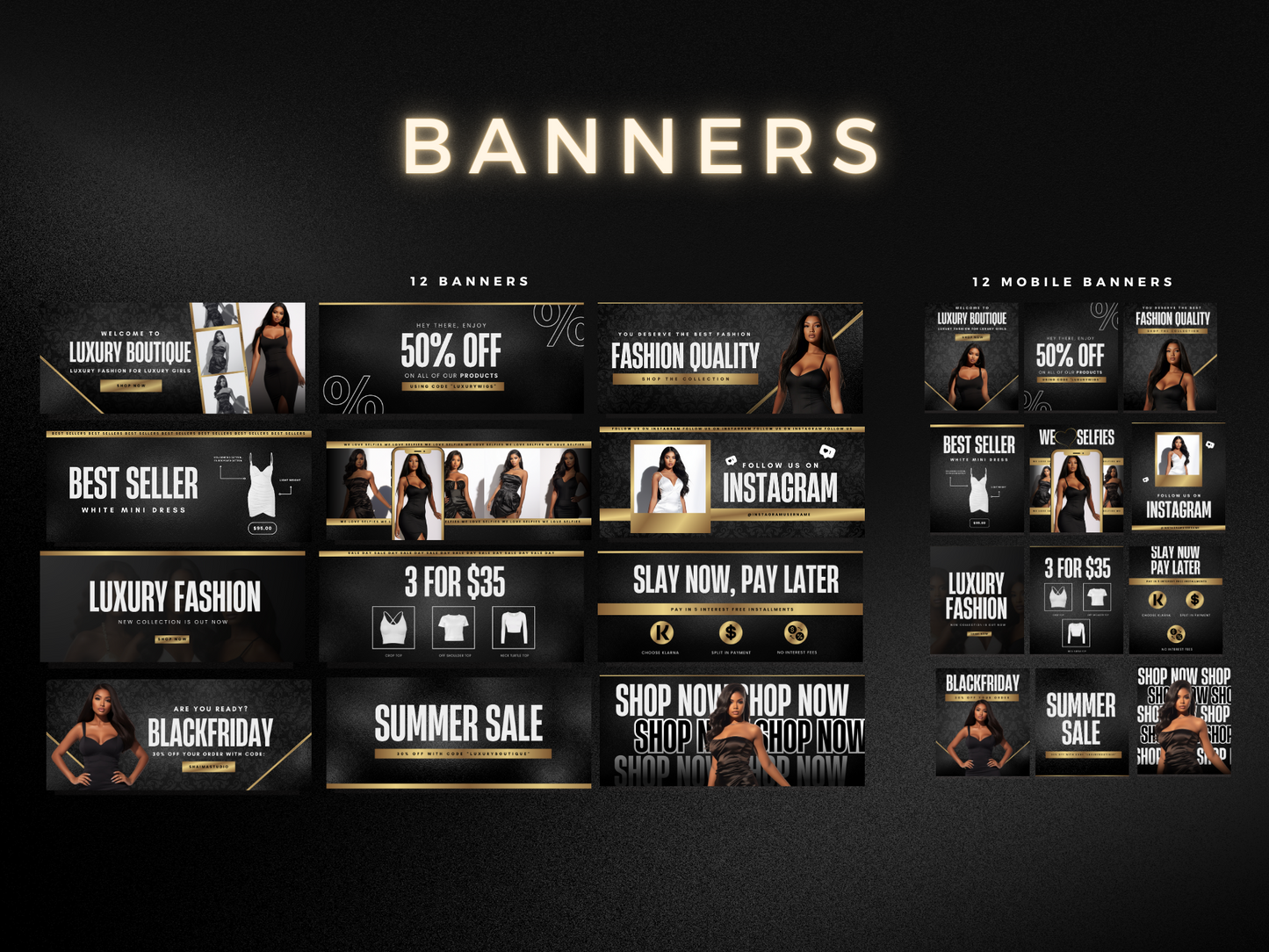 Black & Gold Fashion Web Banners