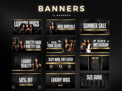 Gold & Black Hair Web Banners