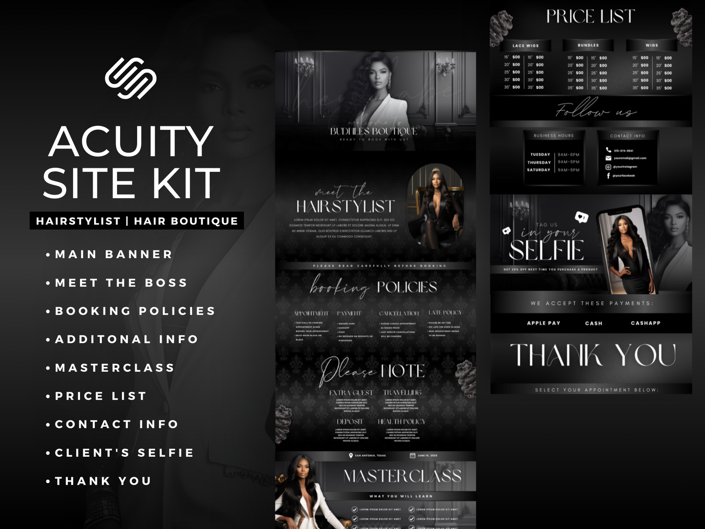 Classy Black Hair Acuity Scheduling Site