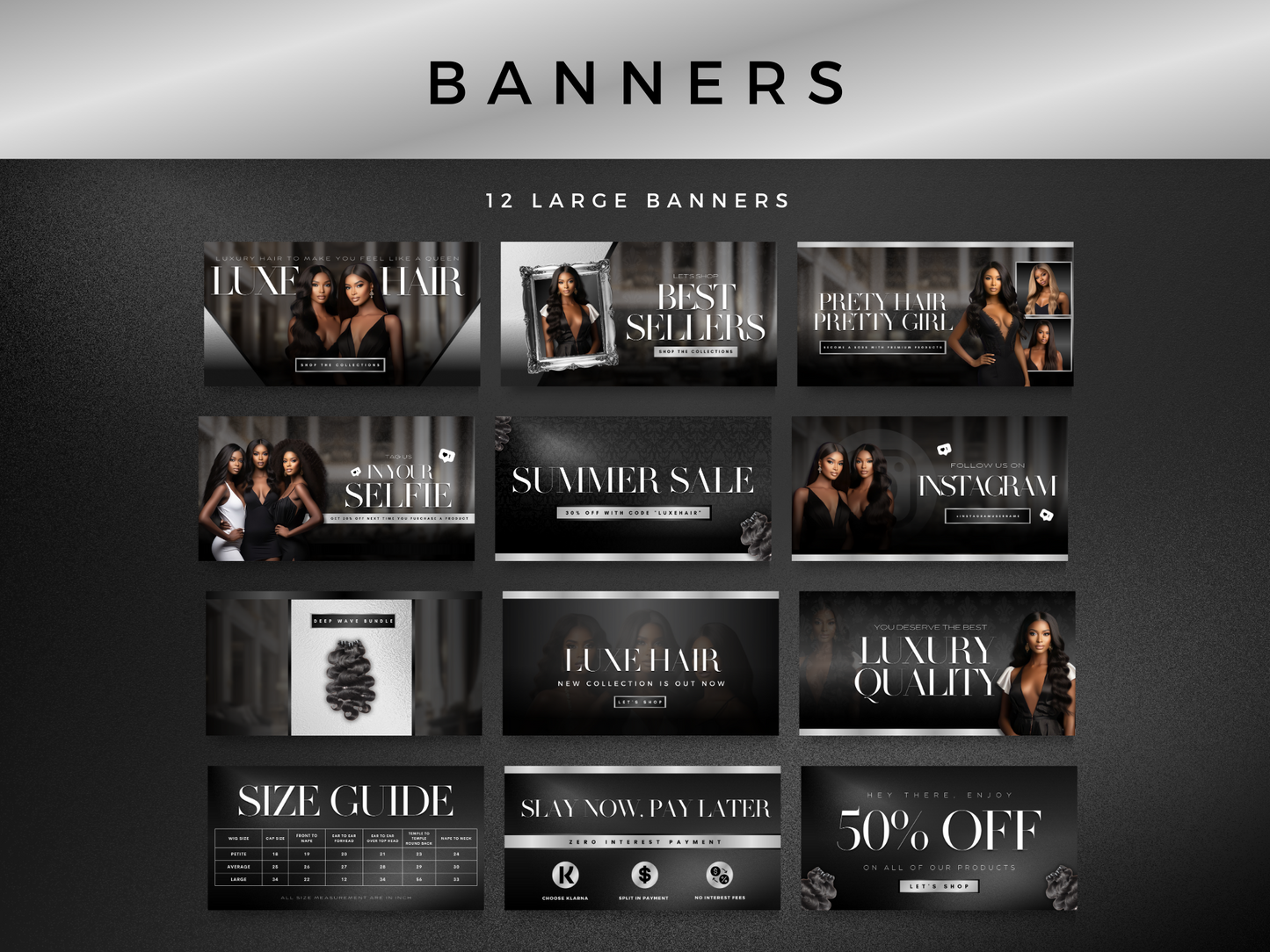 Luxury Silver Hair Web Banners