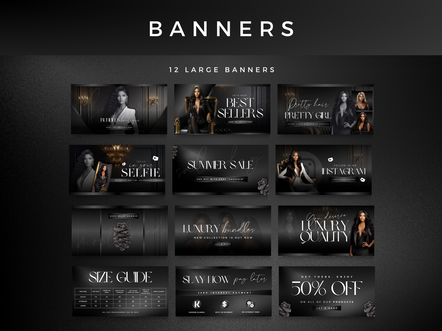 Luxury Black Hair Web Banners