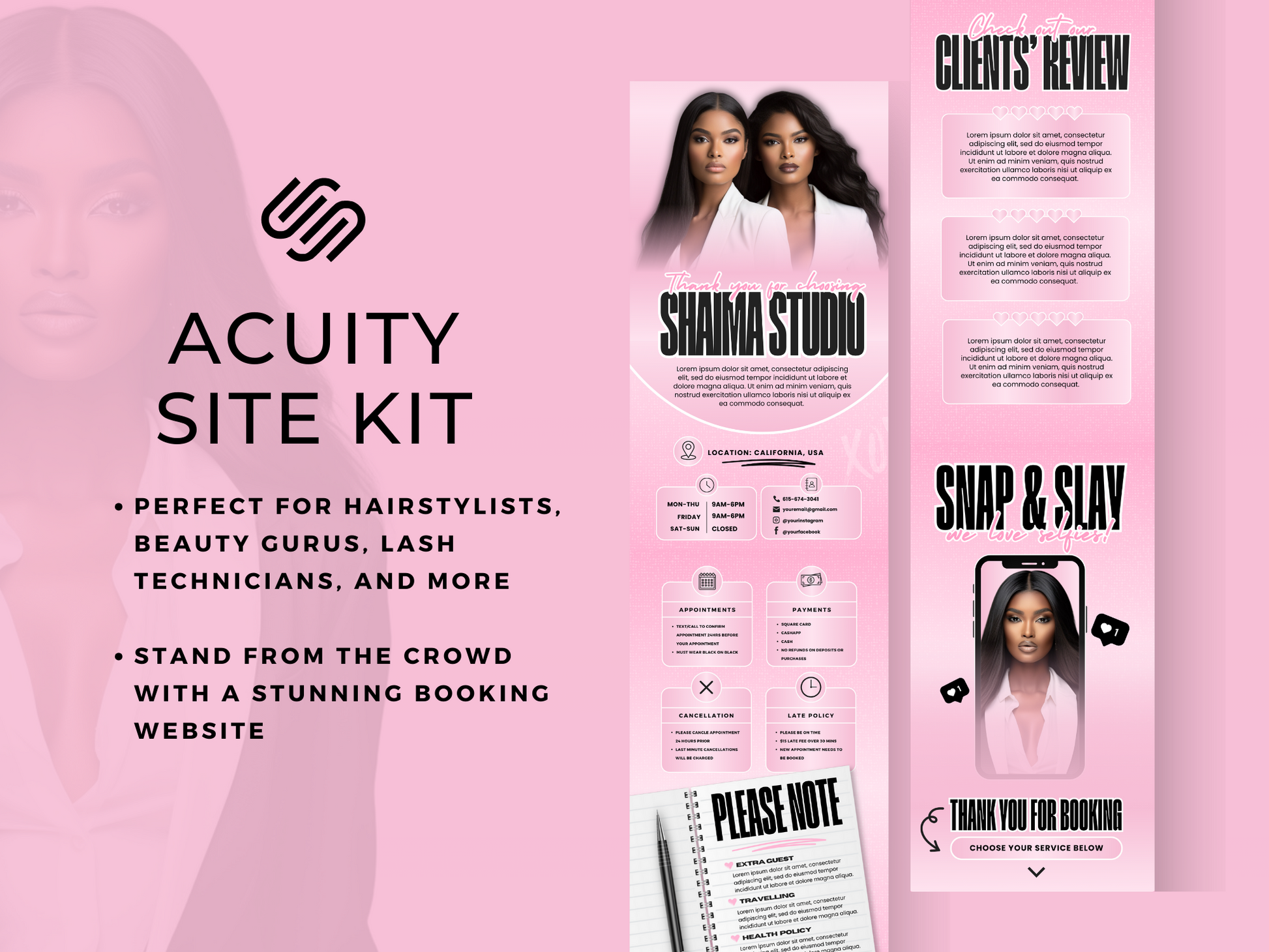 Pastel Pink Acuity Scheduling Site - Shaima Studio