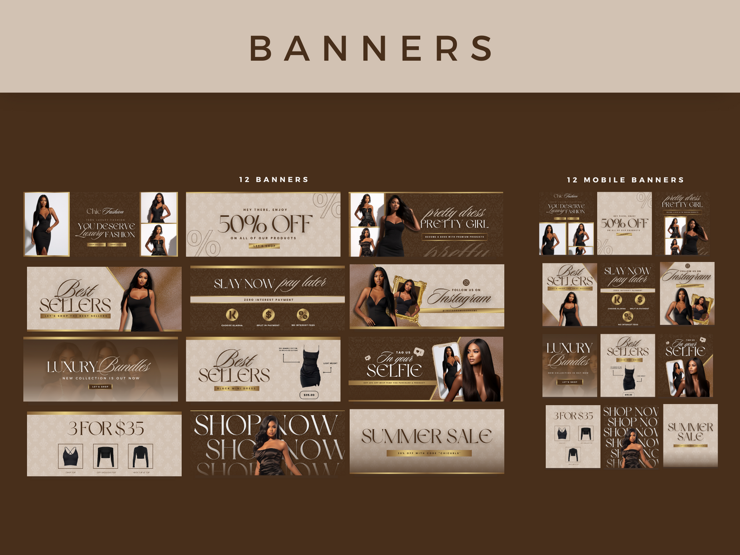 Brown Gold Fashion Web Banners