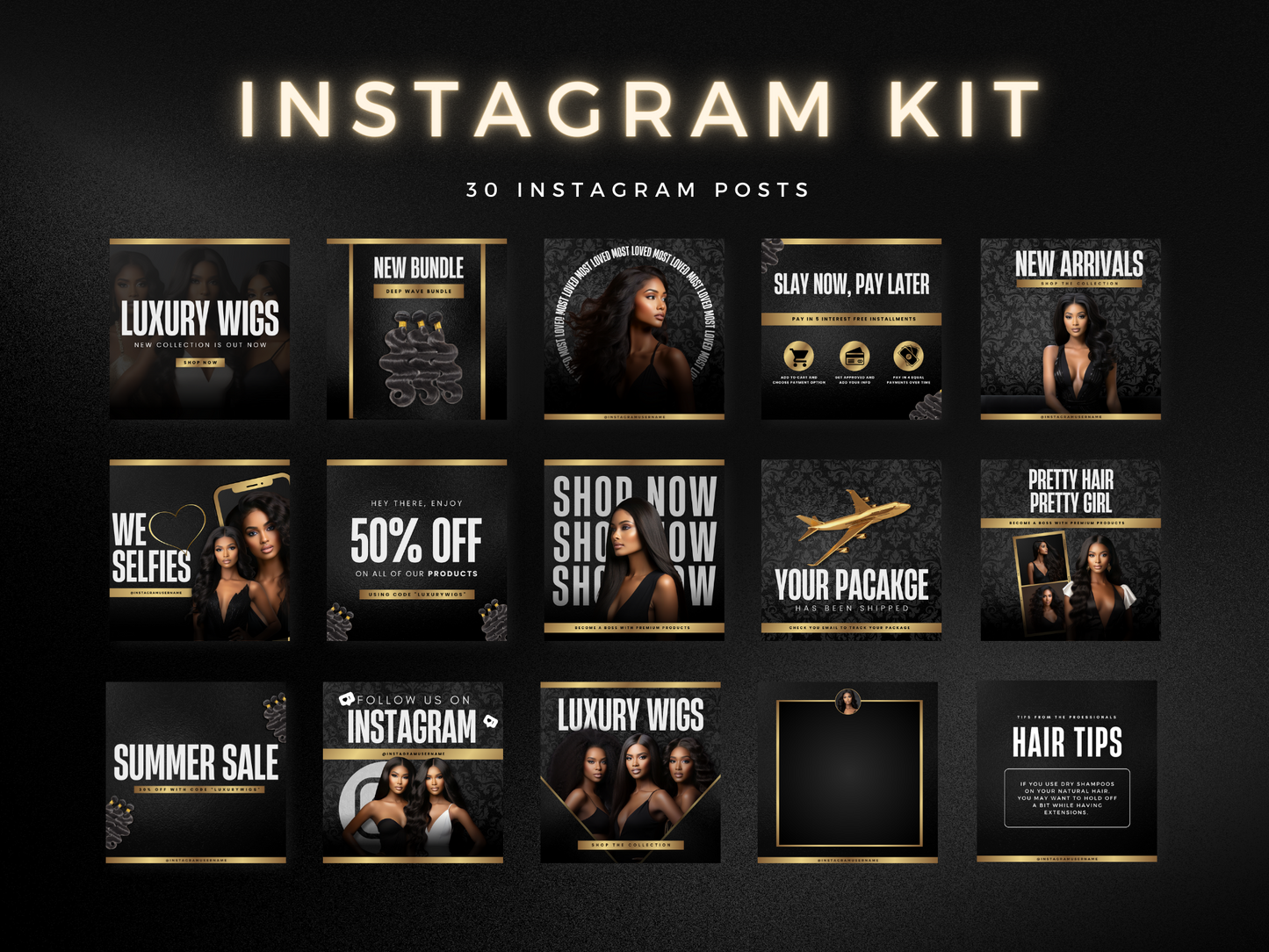 Gold & Black Hair Instagram Kit