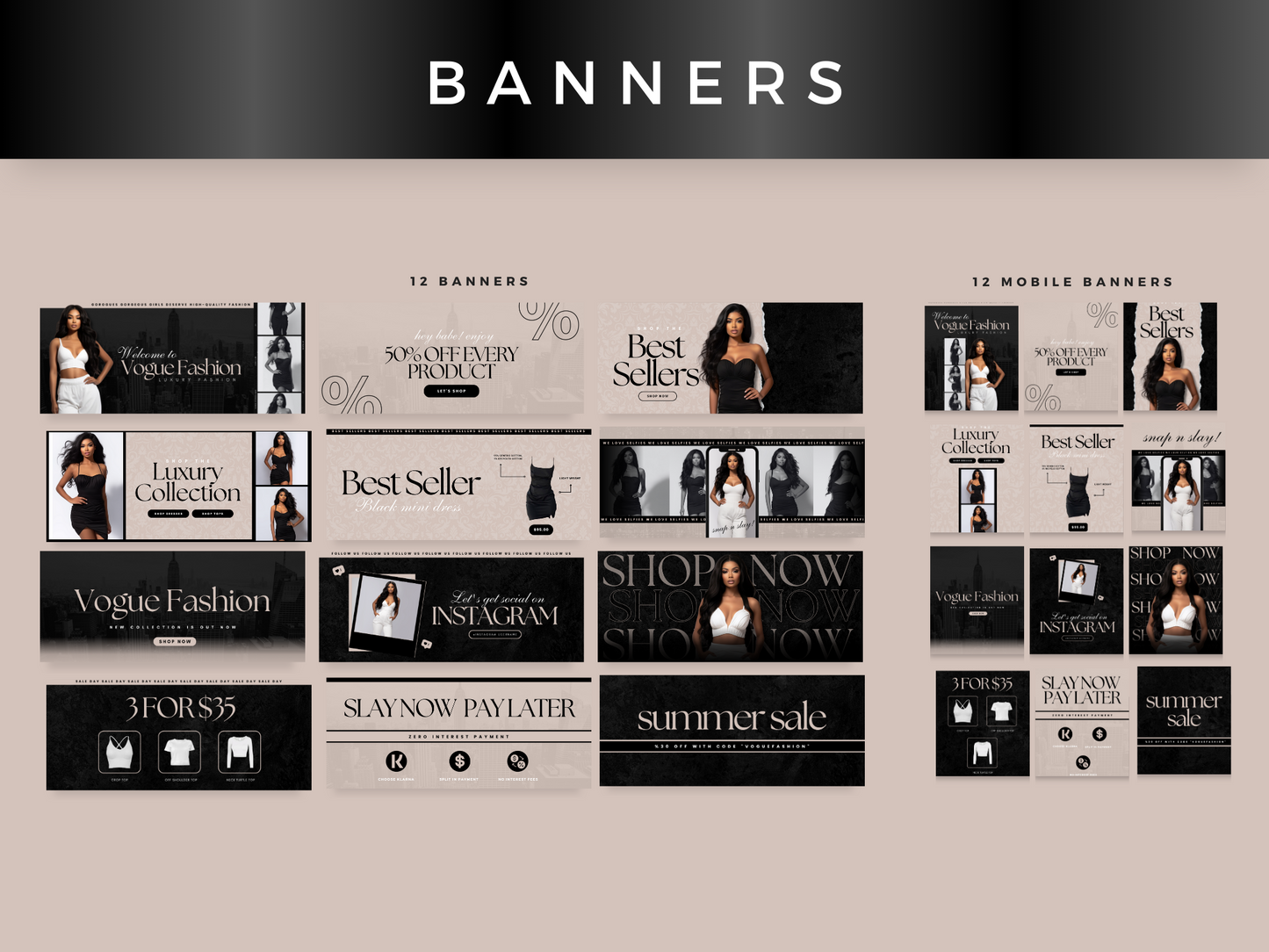 Beige Fashion Web Banners