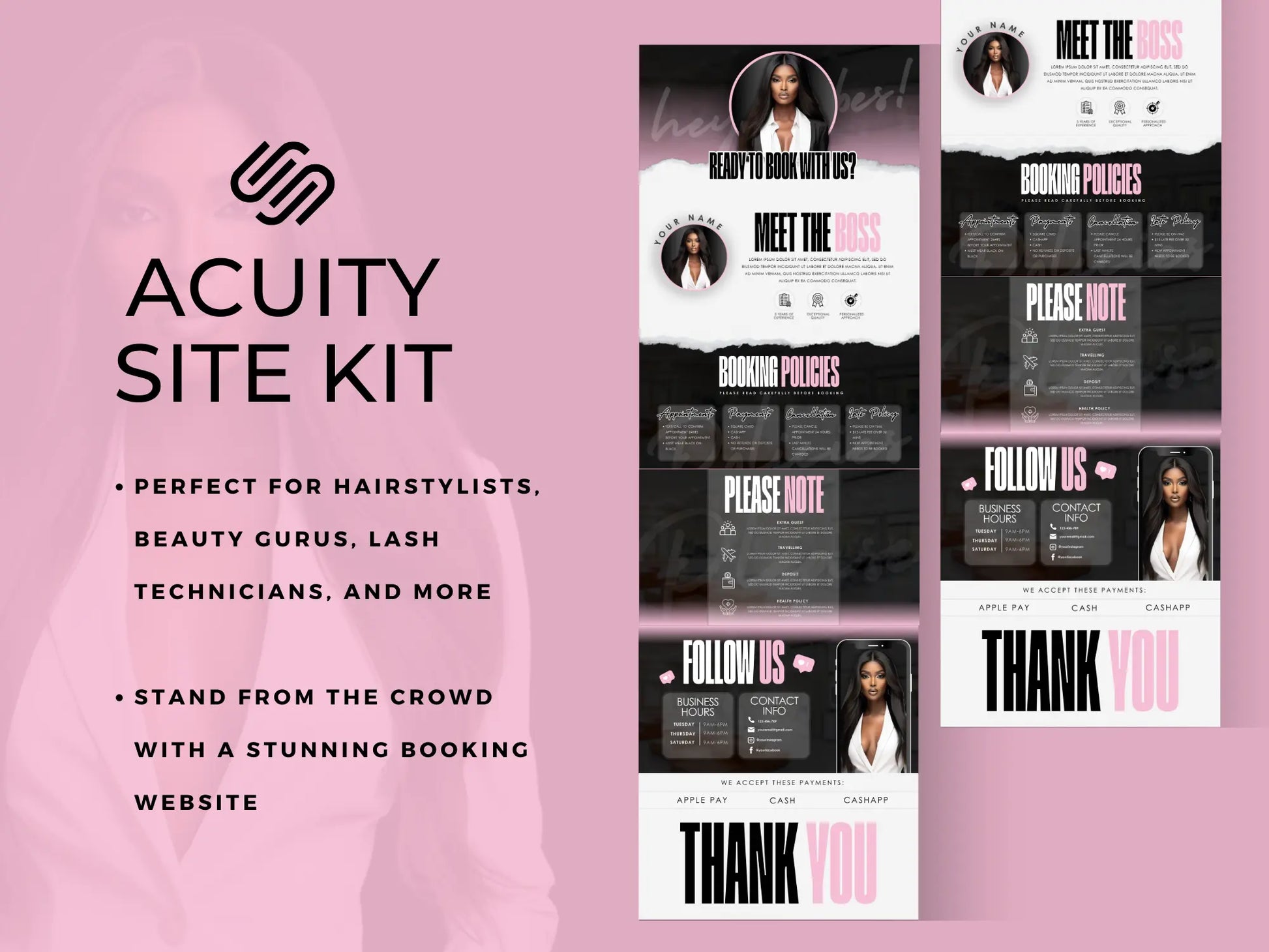 Pink Feminine Acuity Scheduling Site Template - Shaima Studio